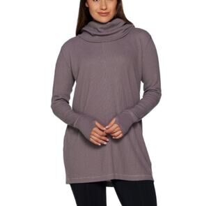 AnyBody Waffle Knit Cowl Neck Tunic Sweater Size M